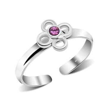 Toe Ring Flower Shaped with Stone TR-135